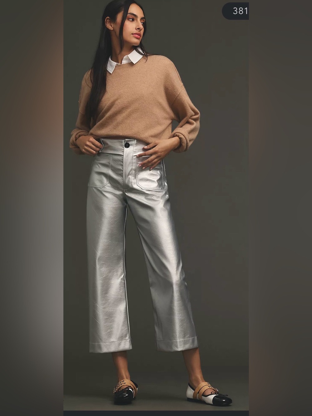 Maeve Metallic Women’s High Rise and Cropped wide Pants size 27 - Picture 2 of 11